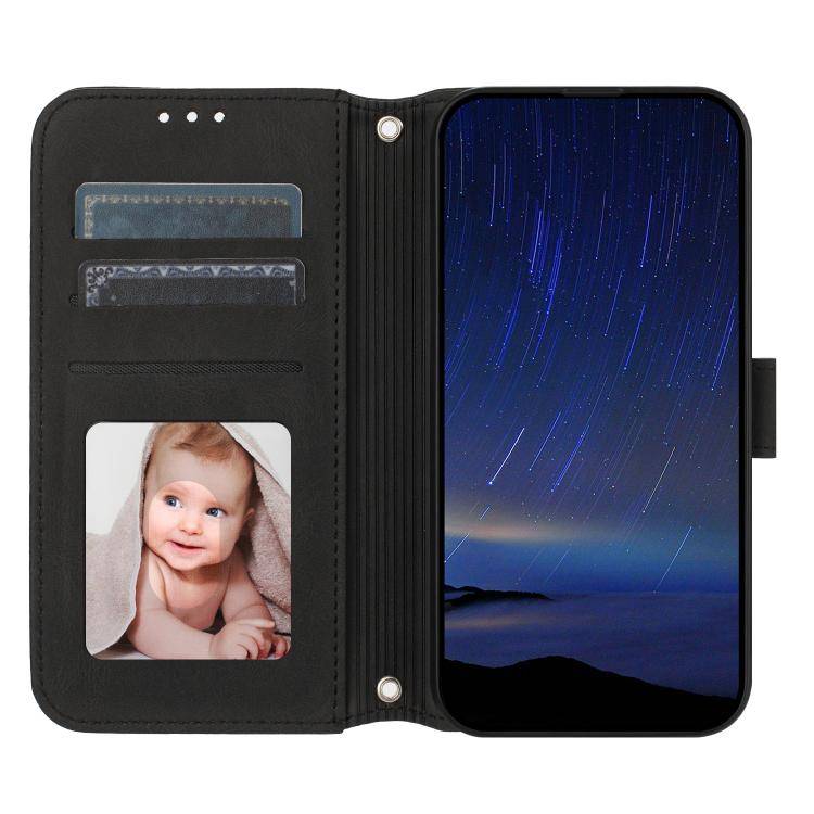 For Huawei Pura 80 Pro 5G / 80 Pro+ 5G Embossed Stripes Skin Feel Leather Phone Case(Black)