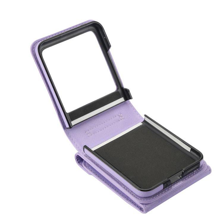 For Motorola Razr 40 Ultra Ring Holder RFID Card Slot Phone Case(Purple)