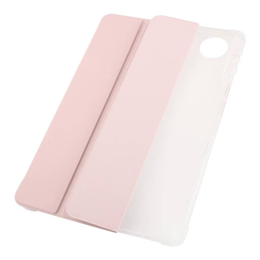 For Honor Pad 10 12.1 3-fold Clear TPU Smart Leather Tablet Case with Pen Slot(Sand Pink)