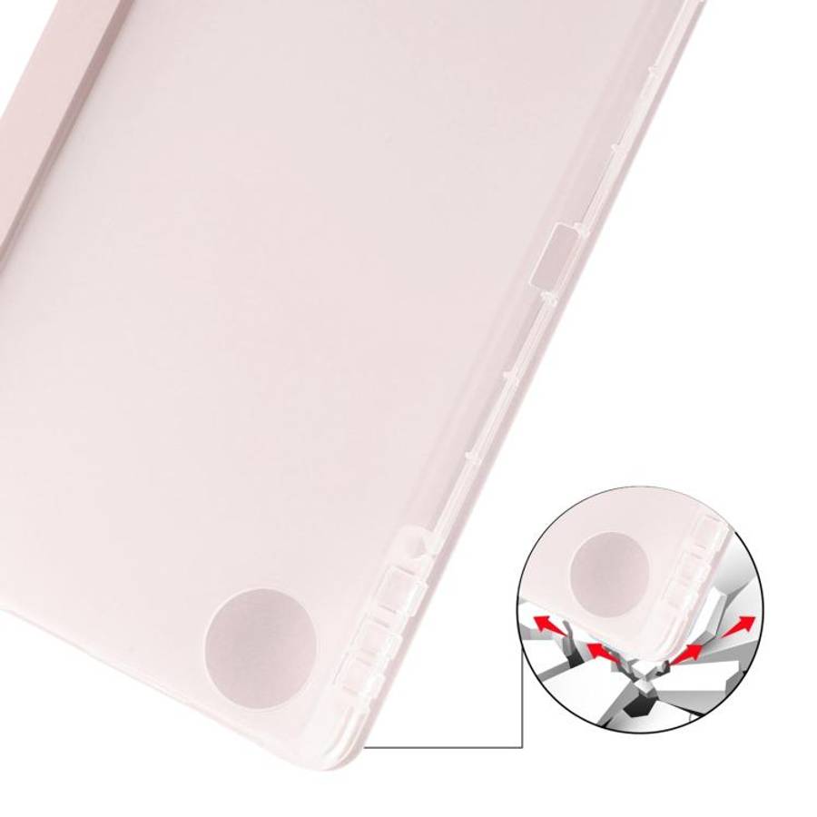 For Honor Pad 10 12.1 3-fold Clear TPU Smart Leather Tablet Case with Pen Slot(Sand Pink)