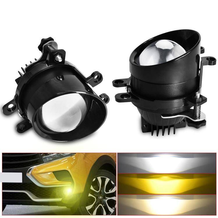 T12 2pcs/Pack 55W 3 inch High Power Dual Lens Fog Light Oblique Style for Toyota, Left Driver