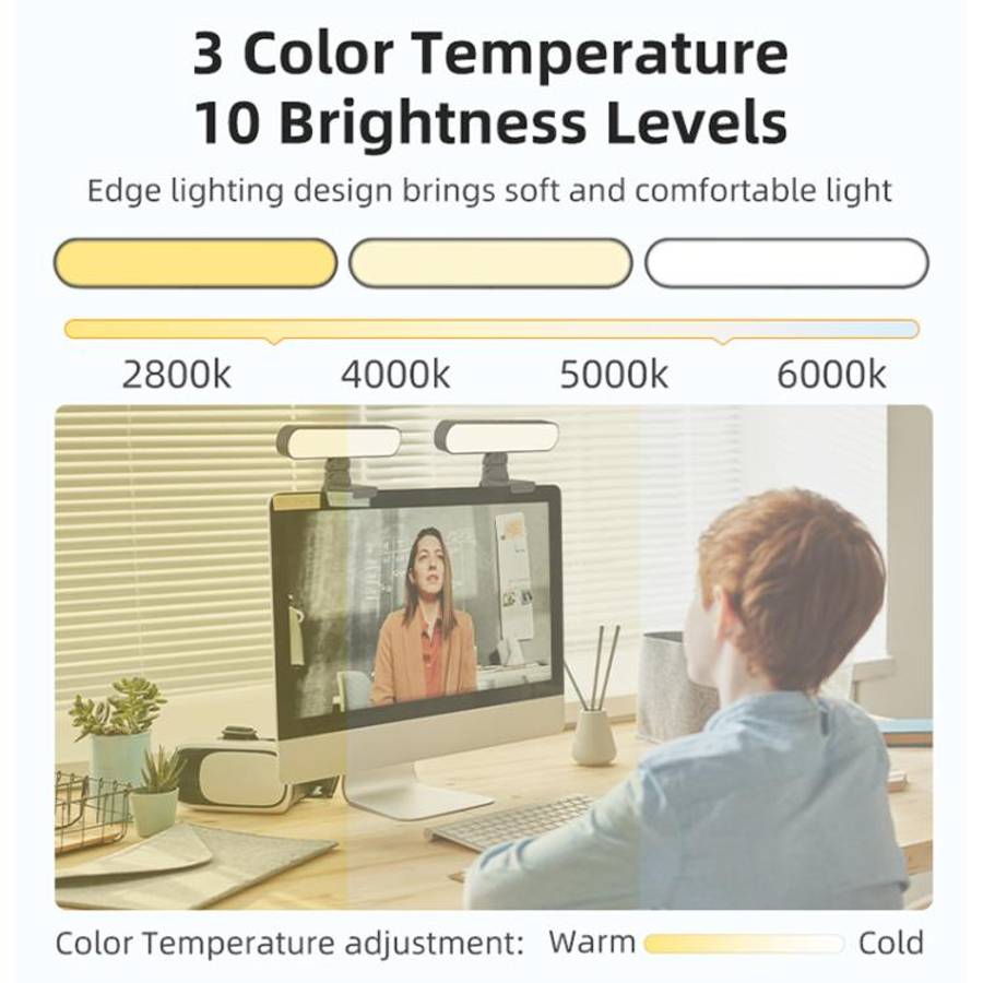 F-663 LED Monitor Screen Fill Light Video Conference Light(Black)