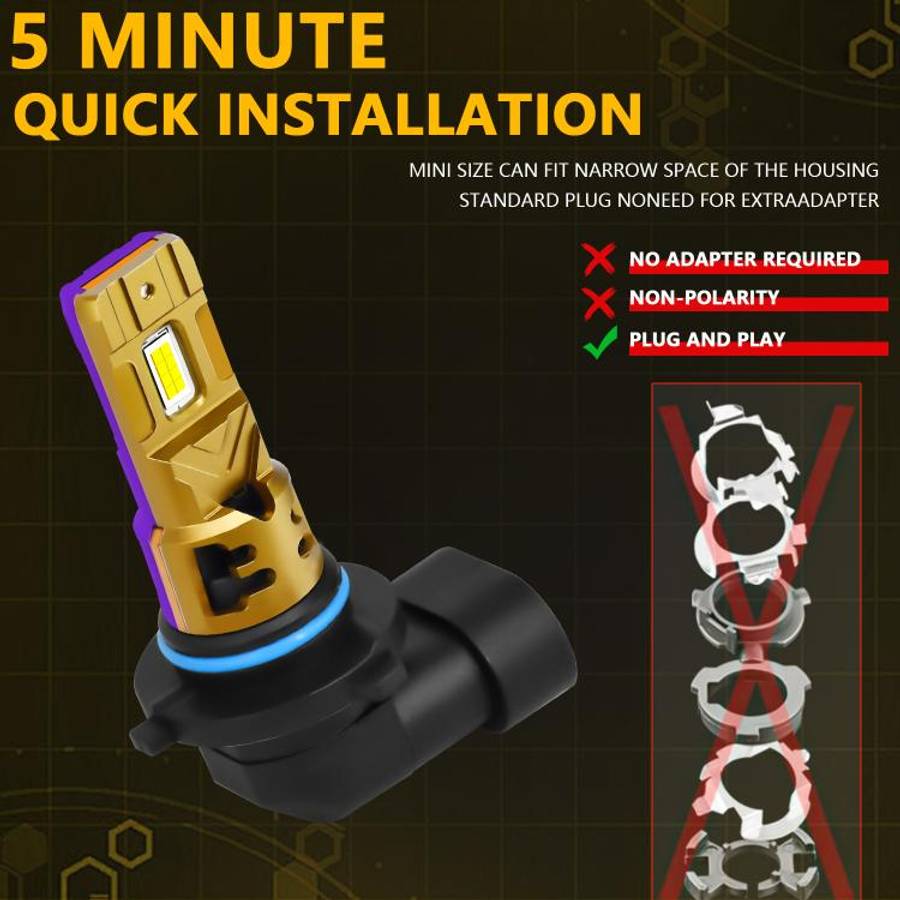9005 1 Pair 35W 3500LM 6500K Car LED Headlight Bulb(Yellow Purple)