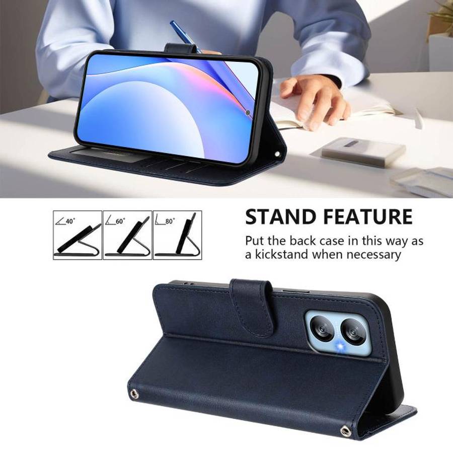 For Blackview A52 / A52 Pro Litter Panda Embossing RFID Leather Phone Case with Lanyard(Blue)