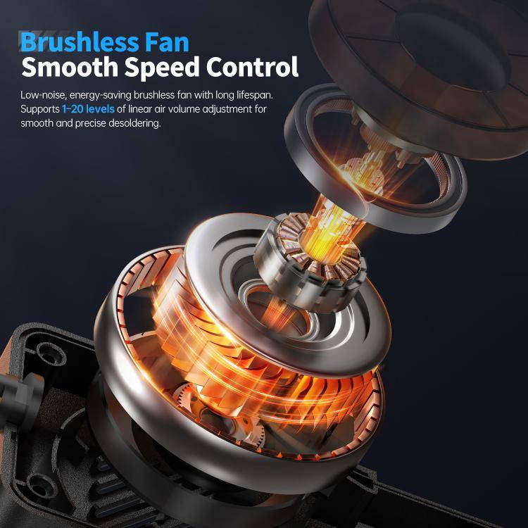 FNIRSI SAG-55 550W High Temperature Portable Micro Hot Air Gun, Type:High-match Metal Base(EU Plug)