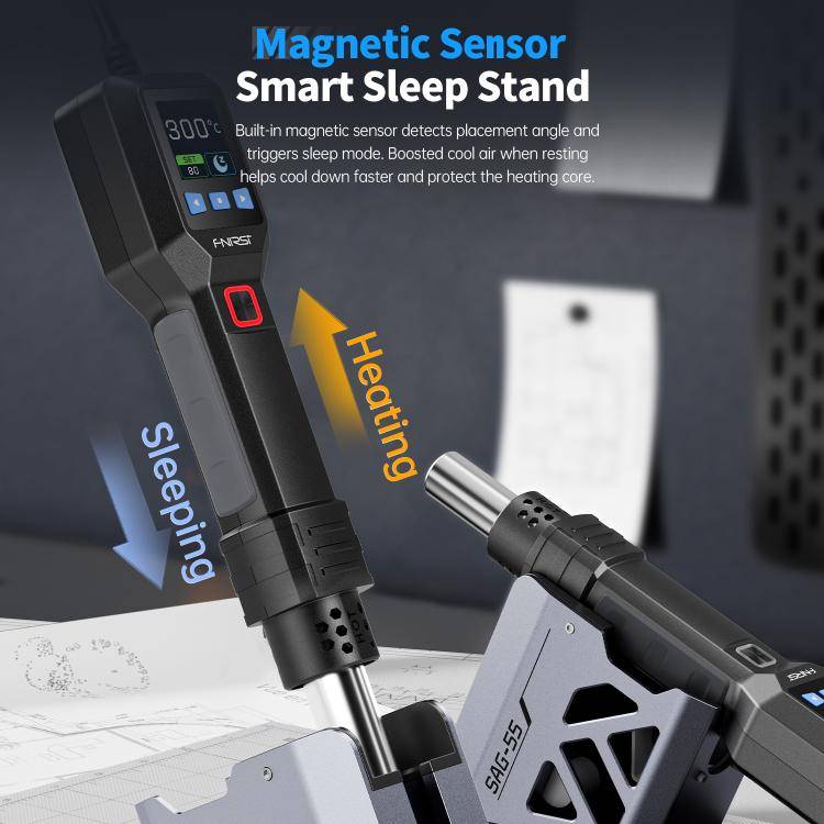 FNIRSI SAG-55 550W High Temperature Portable Micro Hot Air Gun, Type:High-match Metal Base(EU Plug)