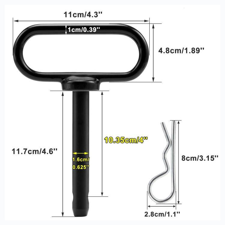 2pcs 5/8 inch Lawn Tow Behind Attachment Hitch Tractor Towing Hitch Pin(Black)
