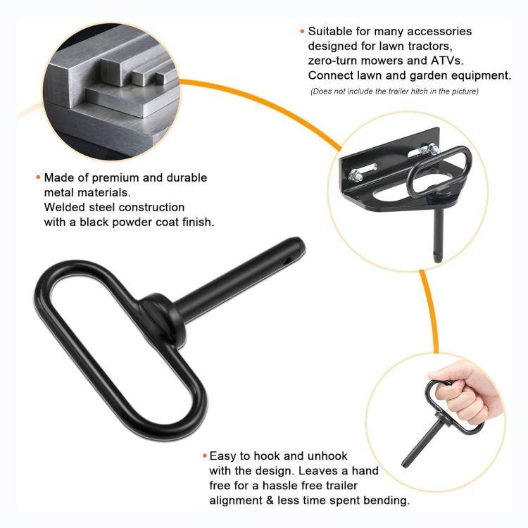 2pcs 5/8 inch Lawn Tow Behind Attachment Hitch Tractor Towing Hitch Pin(Black)