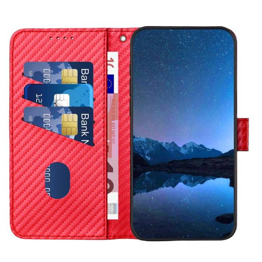 For Doogee Note 58 / Note 58 Pro YX0070 Carbon Fiber Buckle Leather Phone Case with Lanyard(Red)