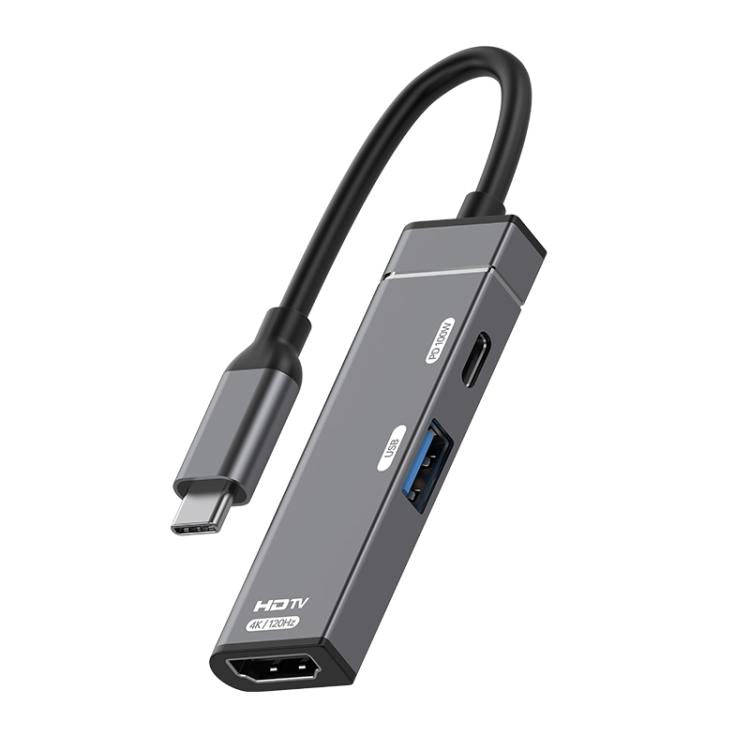 Type-C to Type-C, USB-A, HDMI HUB Docking Station(Grey)