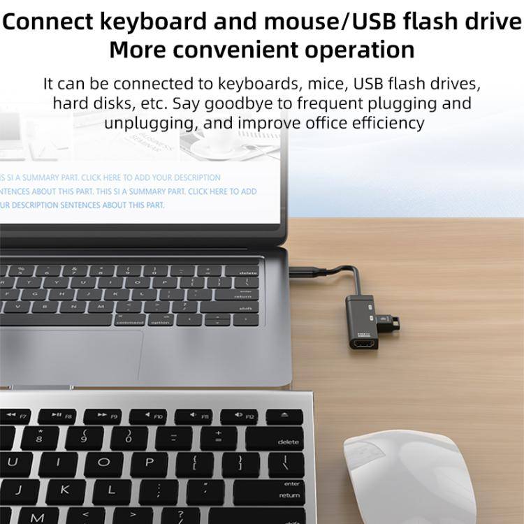 Type-C to Type-C, USB-A, HDMI HUB Docking Station(Grey)