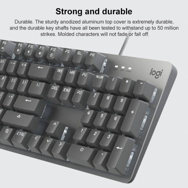 Logitech K845 Backlit Mechanical Wired Keyboard, Cable Length: 1.8m, Type:Longhua-Brown Axis(Black)