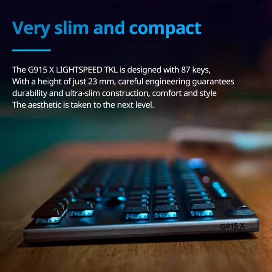 Logitech G915 X LIGHTSPEED TKL Low Profile Gaming Keyboard(Black Clicky)