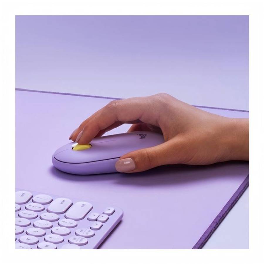 Logitech PEBBLE M350 1000DPI Ultra-Thin Dual-Mode Wireless Bluetooth Mouse(Purple)