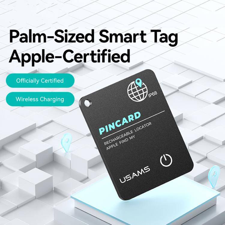 USAMS ZB353 iOS Mini Ultra-thin Card Type Anti-lost Device Location Tracker(Black)