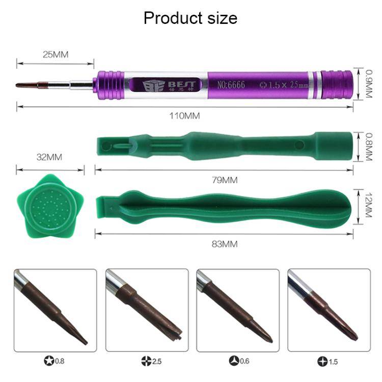 BEST BST-6666 Aluminum Alloy Screwdriver, Model:7 in 1 Set