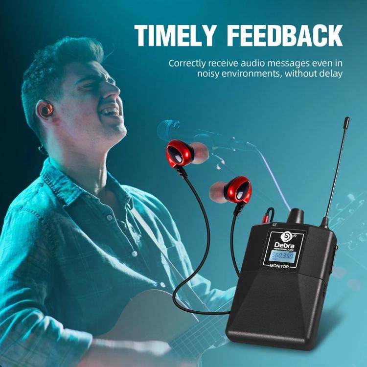 DEBRA ER-102 Professional Stage Wireless Audio Return Monitoring System with Two Receivers(US Plug)