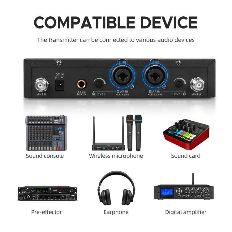 DEBRA ER-480 Professional Stage Wireless Audio Return Monitoring System with Two Receivers(EU Plug)