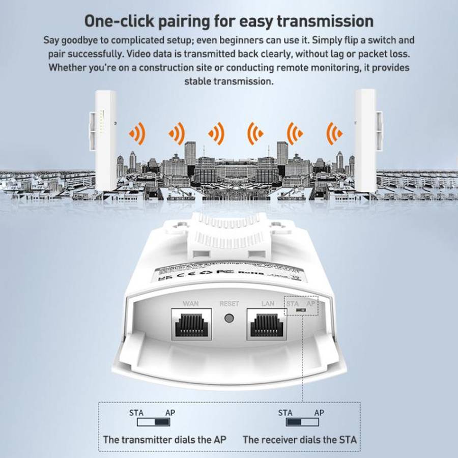 COMFAST CF-E113A V2 5.8GHz 300Mbps 11dBi Monitoring Bridge WiFi Repeater Set, Plug:EU Plug(White)