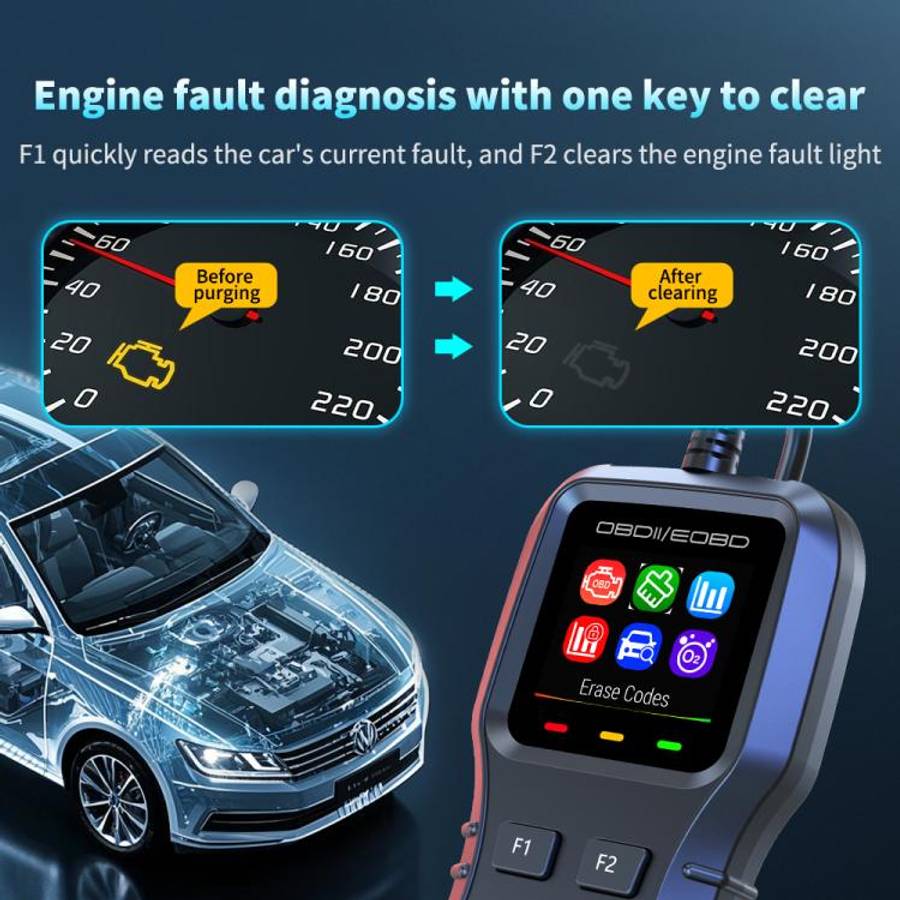 K1 Car OBDII Diagnostic Tool Smart Engine Fault Detector(Grey Black)