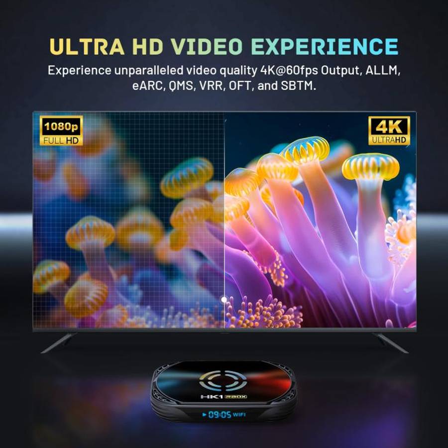 HK1 RBOX X50 Android 14 Smart TV Box with Remote Control, 4GB+128GB, Amlogic S905A Quad-Core(AU P...