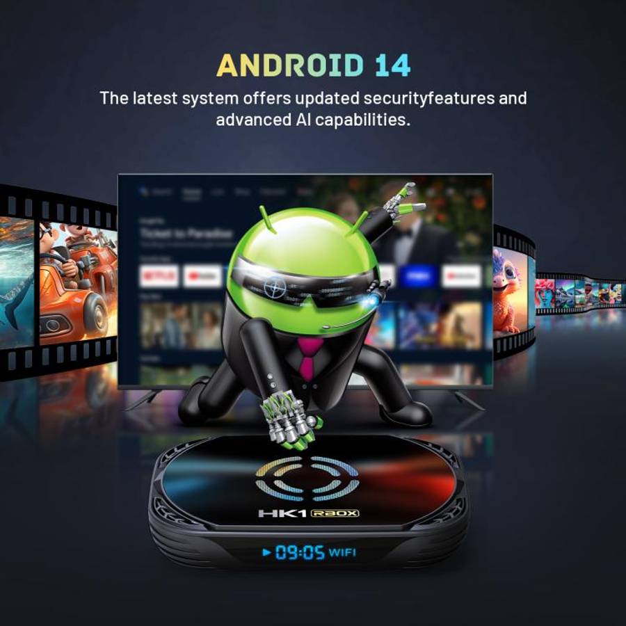HK1 RBOX X50 Android 14 Smart TV Box with Remote Control, 4GB+128GB, Amlogic S905A Quad-Core(AU P...
