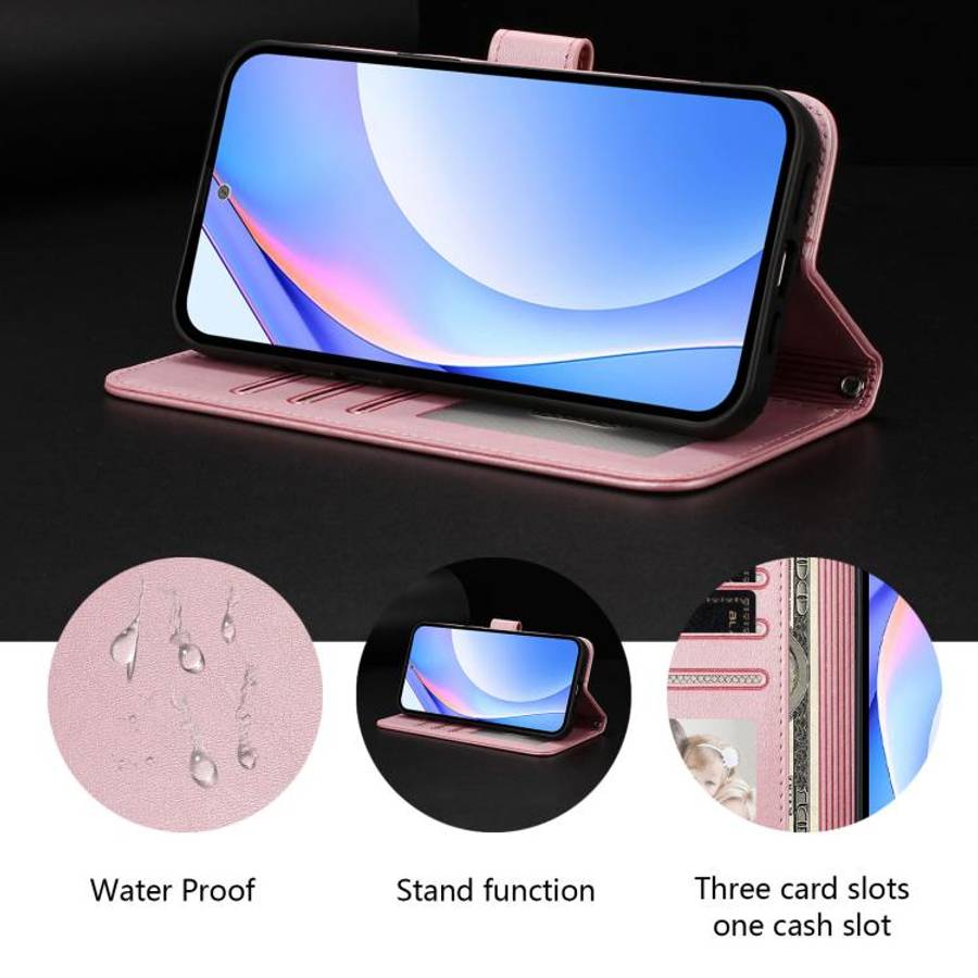 For Doogee N56 / N56 Pro Litter Panda Embossing RFID Leather Phone Case with Lanyard(Pink)