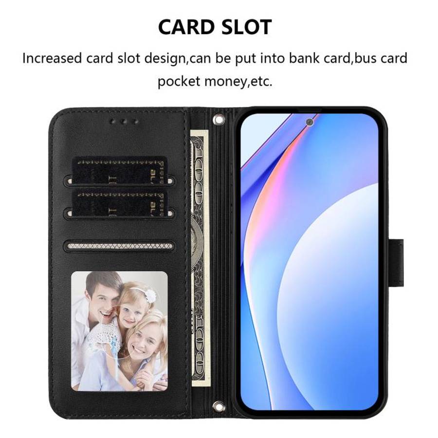 For Doogee N56 / N56 Pro Litter Panda Embossing RFID Leather Phone Case with Lanyard(Black)