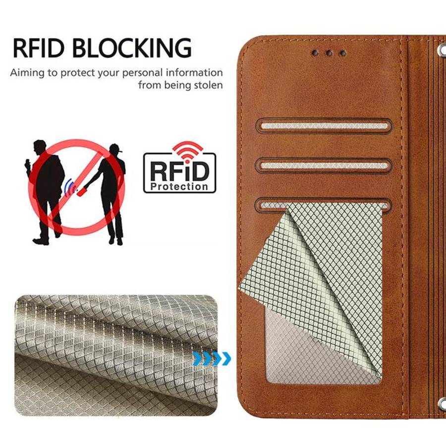 For Doogee N56 / N56 Pro Litter Panda Embossing RFID Leather Phone Case with Lanyard(Brown)