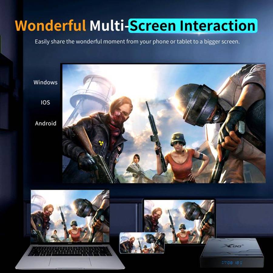 X96 NEX 4K Android 14 Smart TV Box with Remote Control, 2GB+16GB, Amlogic S905Y5 Quad Core(UK Plug)