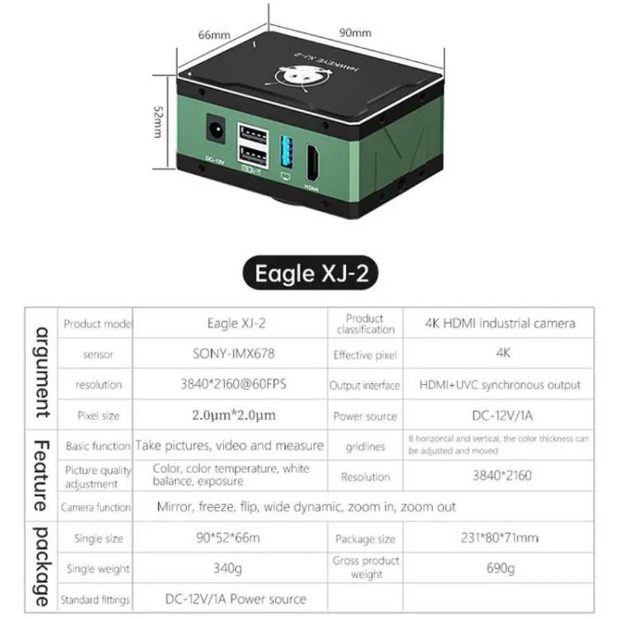 MaAnt XJ-2 Eagle Eye 4K HD Video Industrial Microscope Camera, Plug:EU Plug