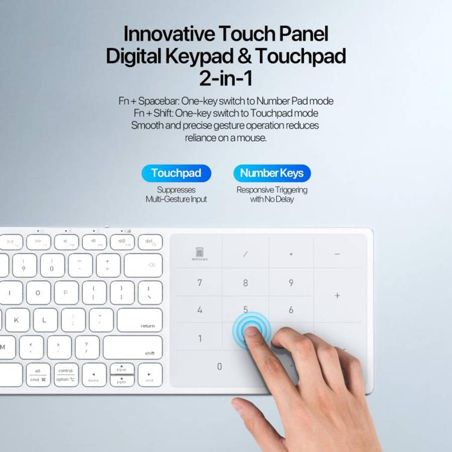 DUX DUCIS LK Pro Series Universal Dual-Mode Aluminum Alloy Wireless Keyboard With Touch Digital P...