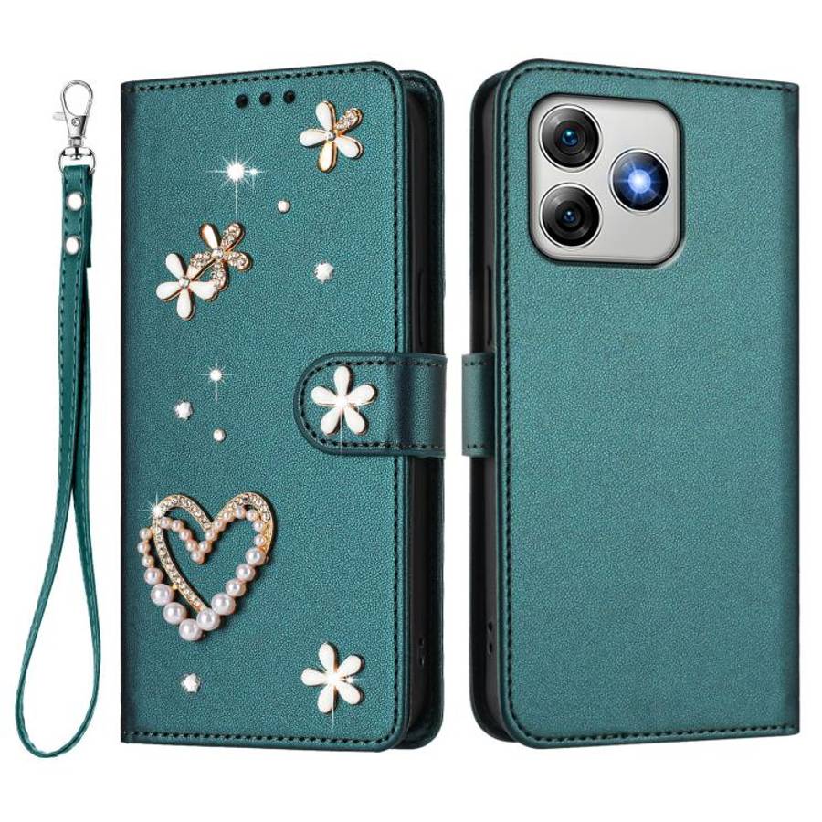 For Ulefone Note 18 Ultra/Note 18 Pro ZS01 Double-Layer Heart Floral Vegan Leather Phone Case wit...