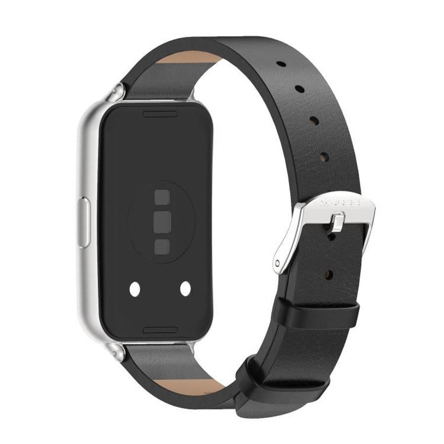 For Huawei Band 11 / Band 11 Pro MIJOBS Microfiber Vegan Leather Watch Band(Black Silver)