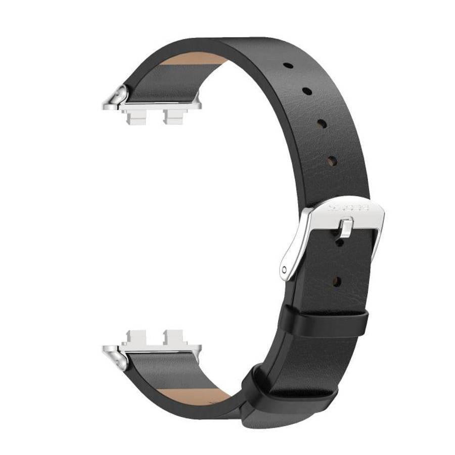 For Huawei Band 11 / Band 11 Pro MIJOBS Microfiber Vegan Leather Watch Band(Black Silver)