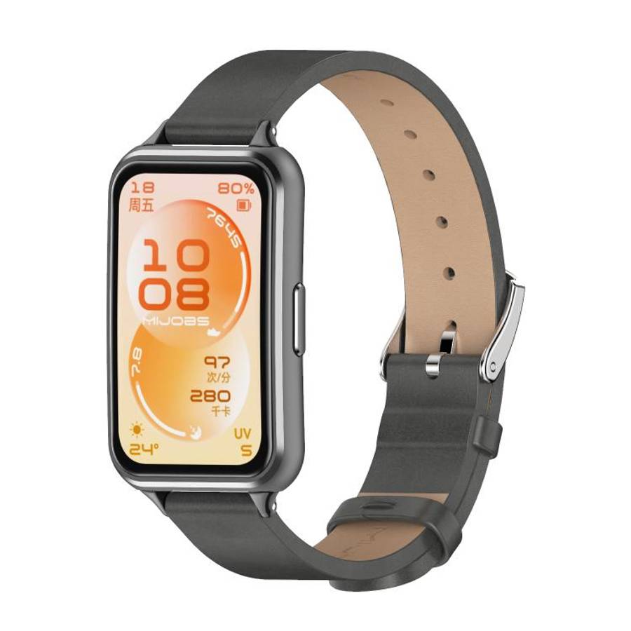 For Huawei Band 11 / Band 11 Pro MIJOBS Microfiber Vegan Leather Watch Band(Grey Black)