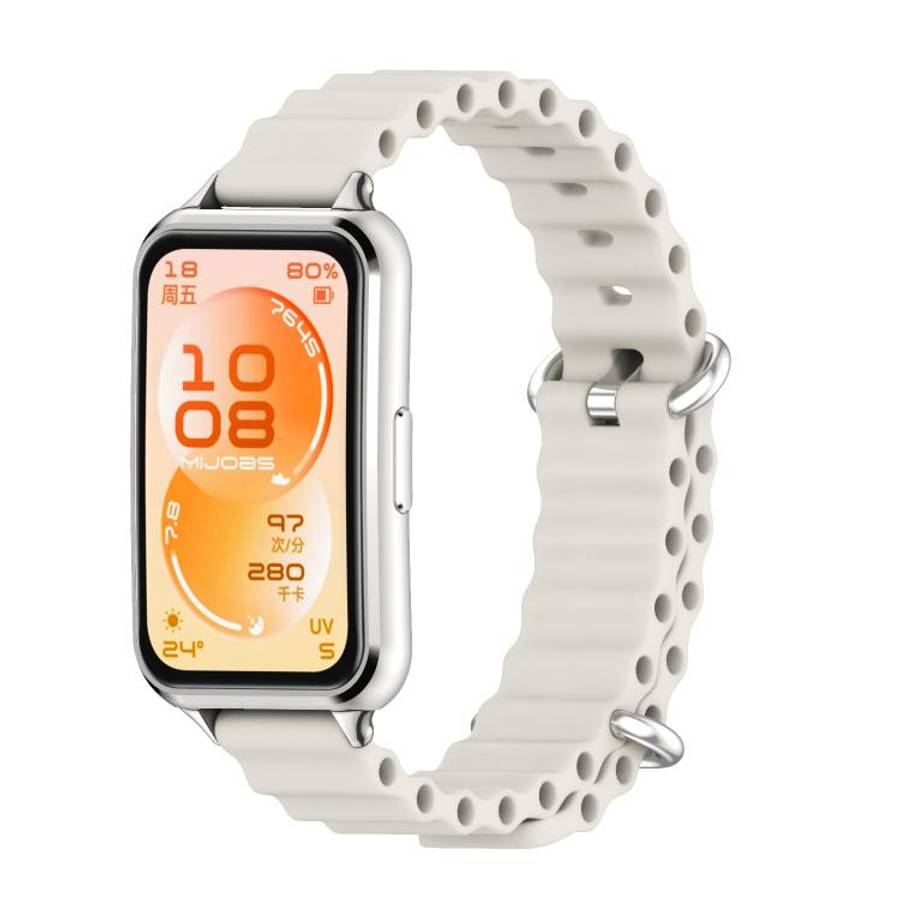 For Huawei Band 11 / Band 11 Pro MIJOBS Ocean Silicone Breathable Watch Band(Grey+Silver)