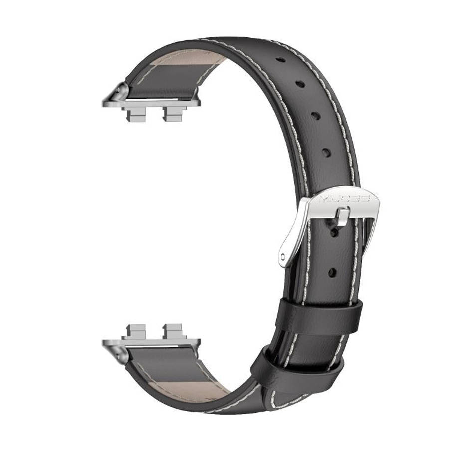 For Huawei Band 11 / Band 11 Pro MIJOBS Top Grain Cowhide Watch Band(Black)