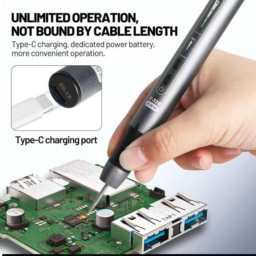 Kaisi 329 Multifunction Charging Polish Pen with 9pcs Grinding Heads