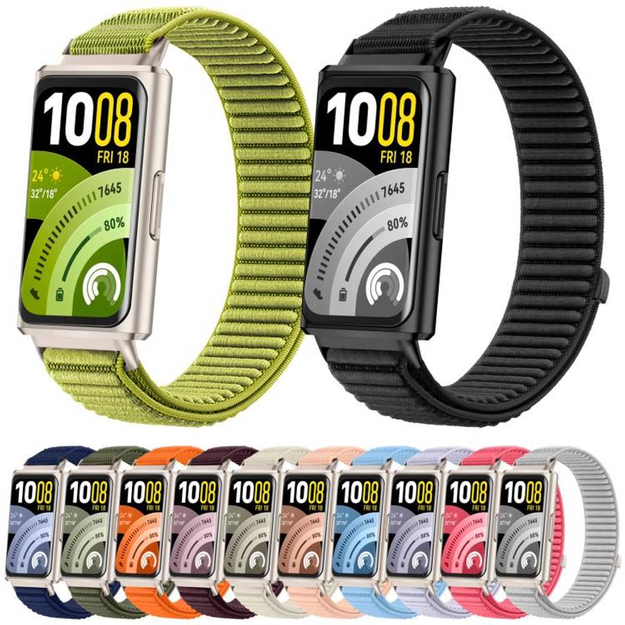 For Huawei Band 11 Pro / 11 xDfind Woven Nylon Hook And Loop Fastener Metal Interface Watch Band(...