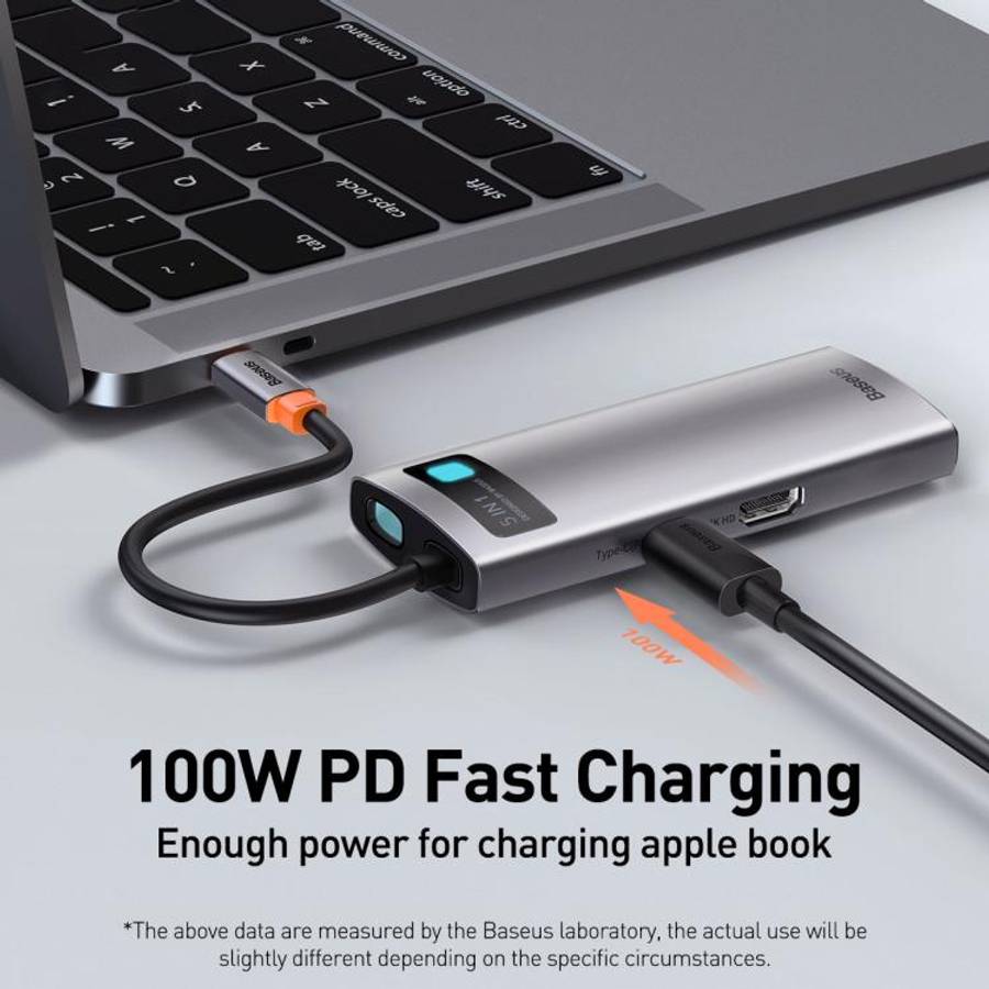 Baseus Metallic Glow Series CAHUB-CX0G 5 in 1 Multifunctional Type-C HUB Docking Station(Space Gray)