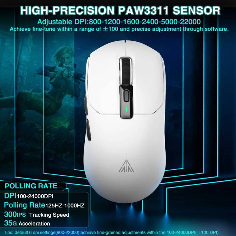 SOLAKAKA SM820 Tri-Mode 22000DPI 1000Hz Wireless Gaming Mouse with RGB Charging Dock(White)