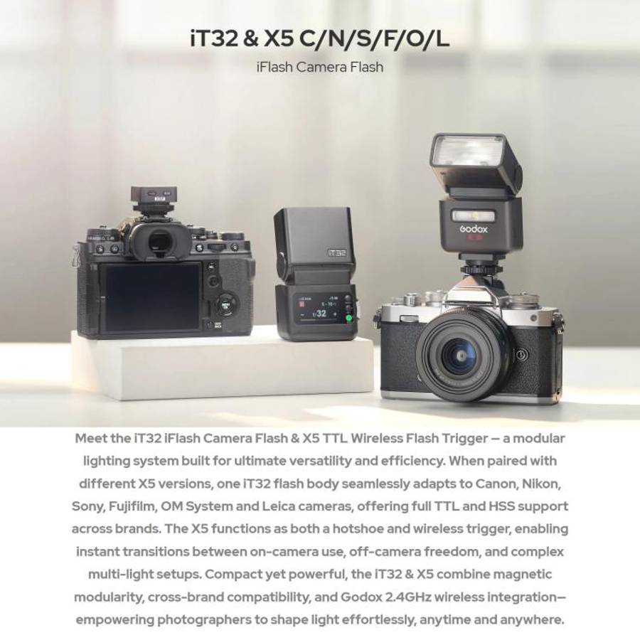 Godox iT32 iFlash Camera Flash & X5 TTL Wireless Flash Trigger For Leica(Black)