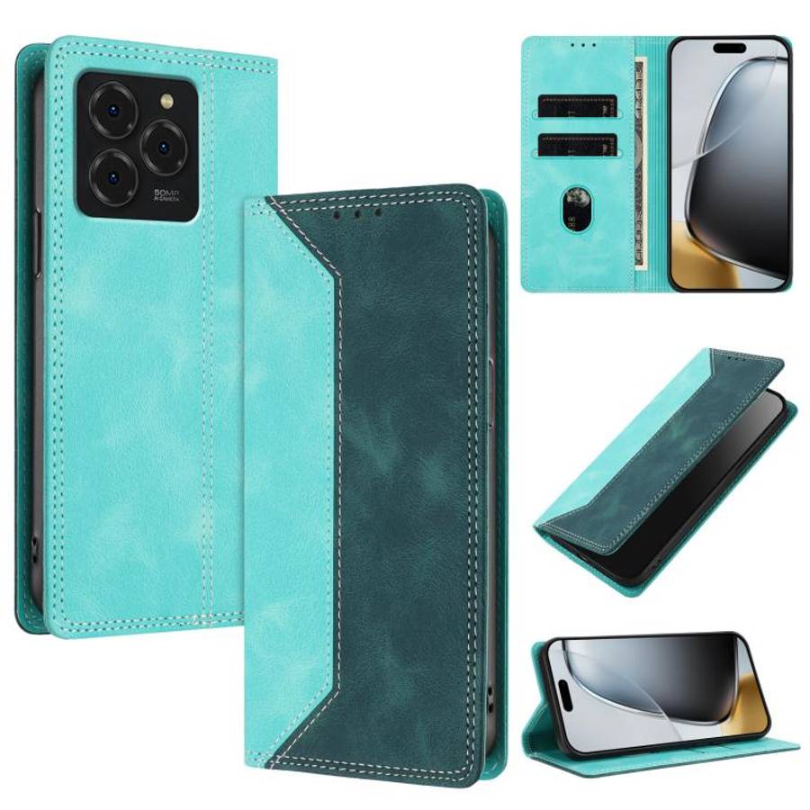 For Ulefone Note 20 Pro Skin Feel Two-tone RFID Blocking Vegan Leather Phone Case(Dark Green)