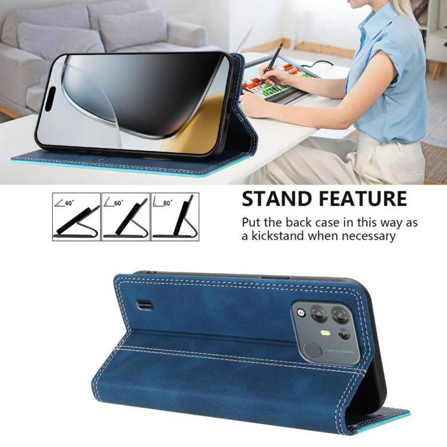 For Blackview A55 Pro Skin Feel Two-tone RFID Blocking Vegan Leather Phone Case(Light Green)