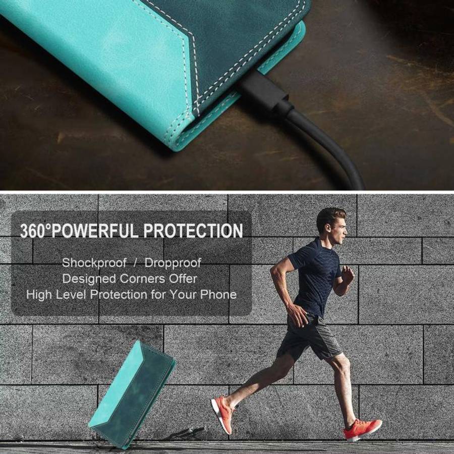 For Oukitel C61 / C61 Pro Skin Feel Two-tone RFID Blocking Vegan Leather Phone Case(Dark Green)