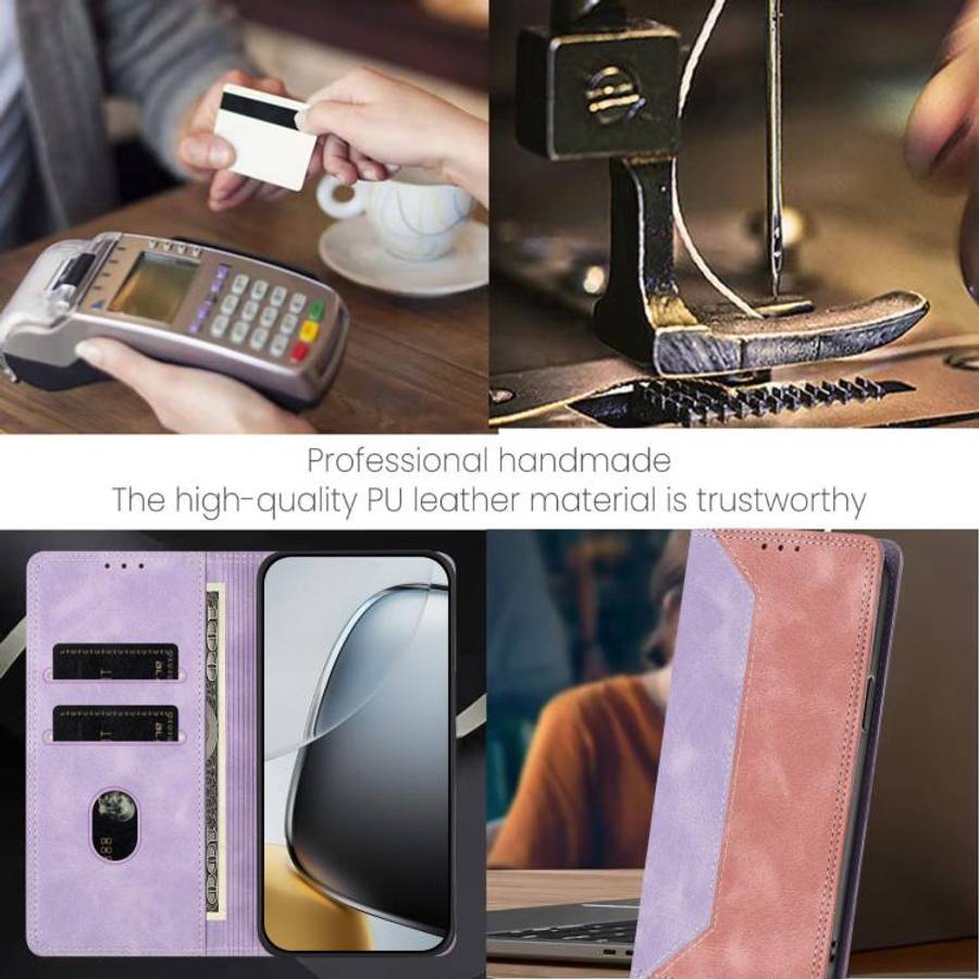For Oukitel C61 / C61 Pro Skin Feel Two-tone RFID Blocking Vegan Leather Phone Case(Pink)