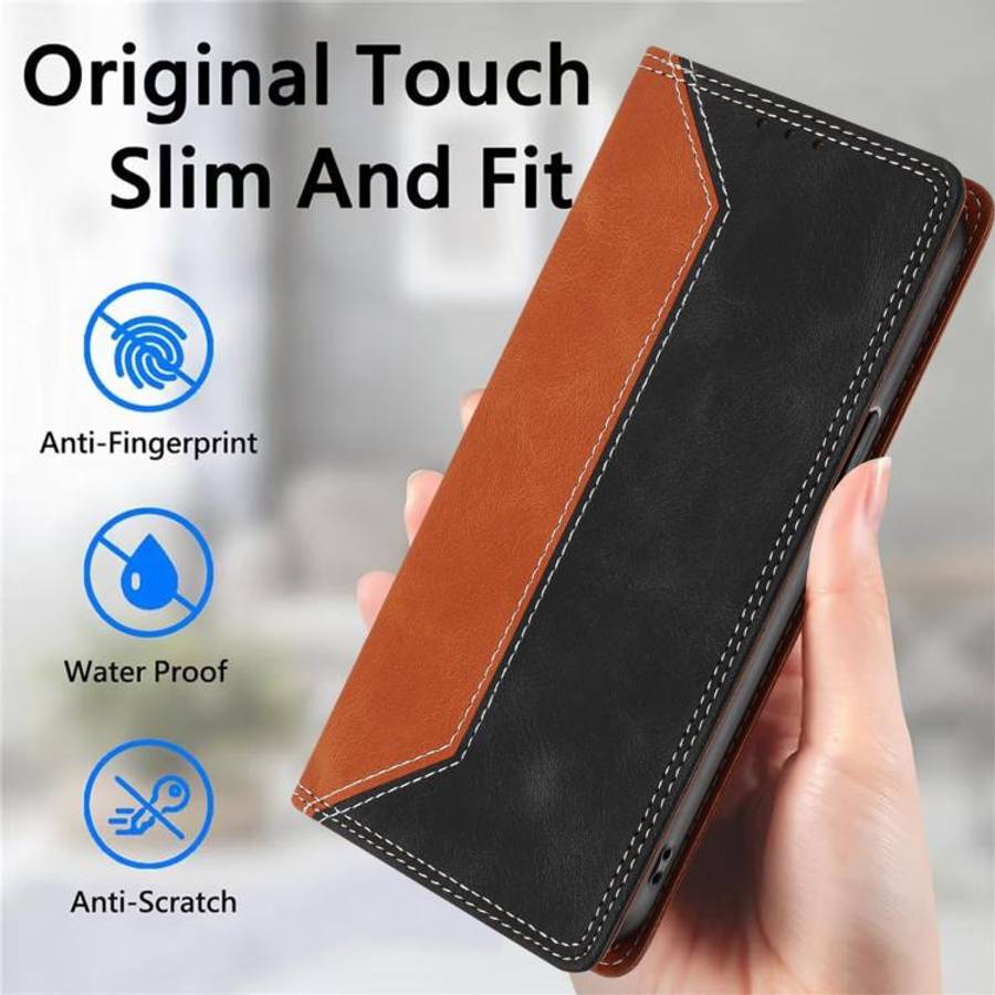 For Oukitel C61 / C61 Pro Skin Feel Two-tone RFID Blocking Vegan Leather Phone Case(Black)