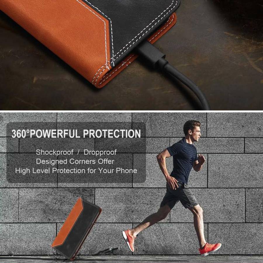 For Oukitel C61 / C61 Pro Skin Feel Two-tone RFID Blocking Vegan Leather Phone Case(Black)