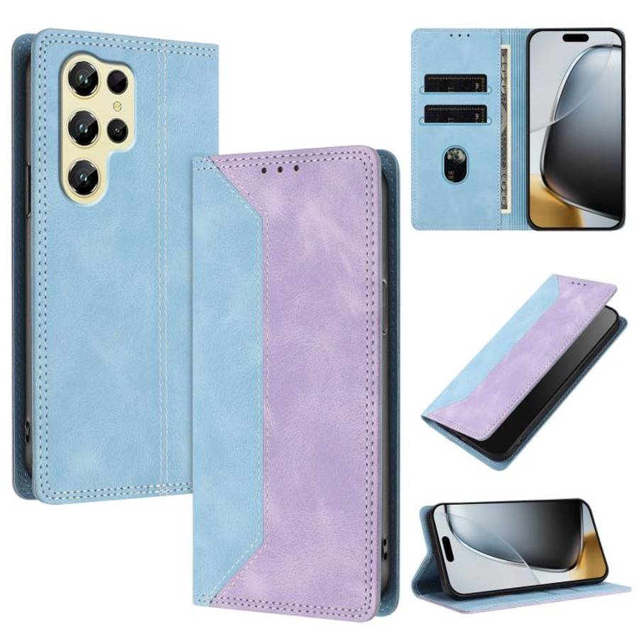 For Oukitel C61 / C61 Pro Skin Feel Two-tone RFID Blocking Vegan Leather Phone Case(Purple)